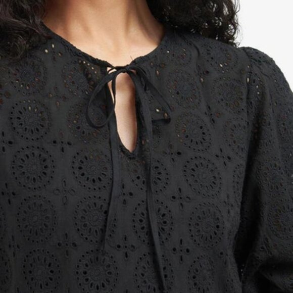 Barbour Black Eyelet Midi Dress - Picture 3 of 14